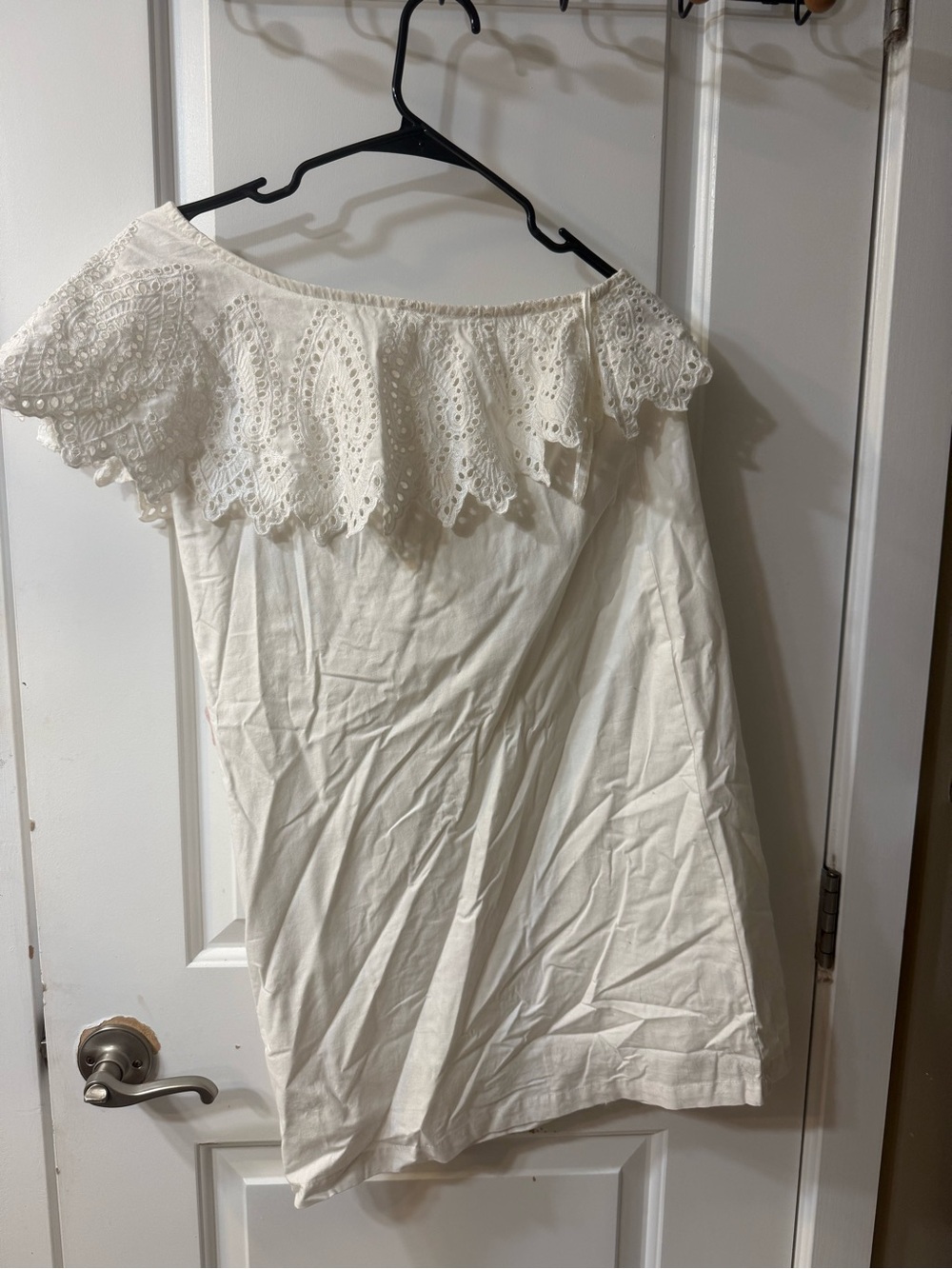 Mud Pie Cream Off-Shoulder Eyelet Top